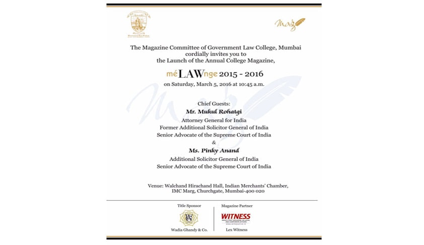 GLC Mumbai presents the Launch of the Annual College Magazine, méLAWnge 2015-16 GLC Mumbai presents the Launch of the Annual College Magazine, méLAWnge 2015-16
