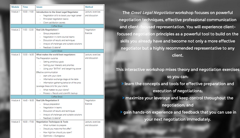 Negotiation Workshop by Dr. Claudia Winkler , LL.M. (Harvard) Negotiation Workshop by Dr. Claudia Winkler , LL.M. (Harvard)