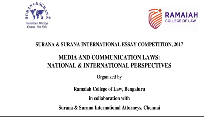 Surana & Surana International Essay Competition, 2017 Surana & Surana International Essay Competition, 2017