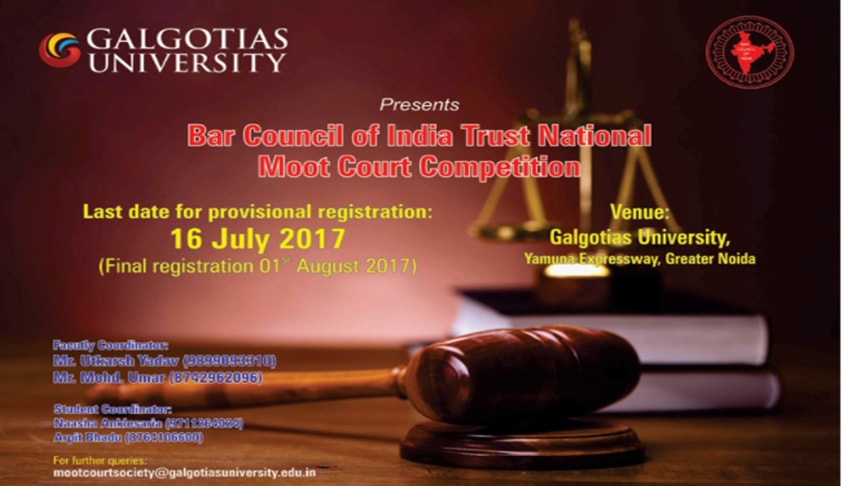 34th All India Inter University BCI Moot Court Competition, School of Law Galgotias University 34th All India Inter University BCI Moot Court Competition, School of Law Galgotias University