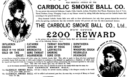 Carlill v Carbolic Smoke Ball Co : A Landmark Decision Which Came Amid An Epidemic Carlill v Carbolic Smoke Ball Co : A Landmark Decision Which Came Amid An Epidemic