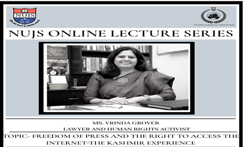 6th NUJS Online Lecture: Vrinda Grover On Press Freedom, Right To Internet & Kashmir 6th NUJS Online Lecture: Vrinda Grover On Press Freedom, Right To Internet & Kashmir