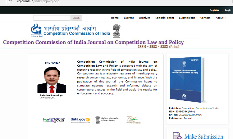 Call For Papers: Competition Commission Of India Journal On Competition Law And Policy (ISSN: 2582-838X) Call For Papers: Competition Commission Of India Journal On Competition Law And Policy (ISSN: 2582-838X)