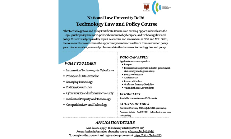 CCG-NLUD: Technology Law and Policy Course CCG-NLUD: Technology Law and Policy Course