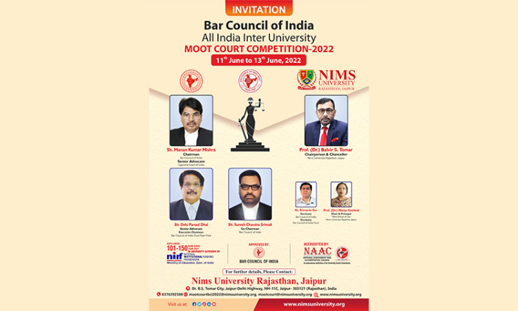 Bar Council Of India In Association With NIMS School Of Law: All India University Moot Court Competition, 2022 Bar Council Of India In Association With NIMS School Of Law: All India University Moot Court Competition, 2022