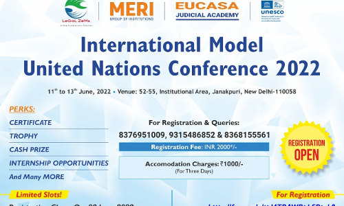 Legal Zems: International Model United Nations Conference 2022 (11th June 2022 to 13th June 2022) Legal Zems: International Model United Nations Conference 2022 (11th June 2022 to 13th June 2022)