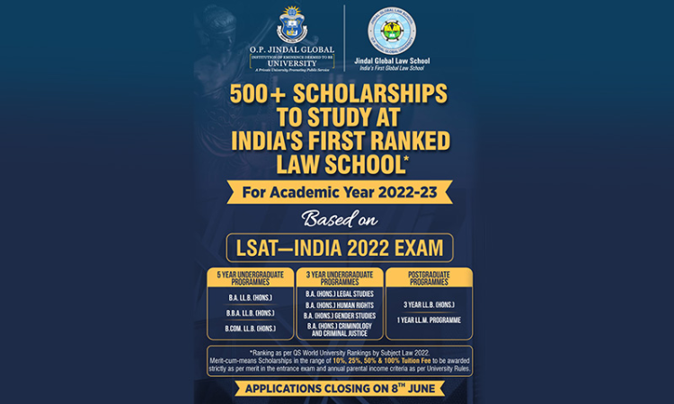 Over 500 Scholarships To Study At Jindal Global Law School (JGLS) During Academic Year 2022-23 Over 500 Scholarships To Study At Jindal Global Law School (JGLS) During Academic Year 2022-23