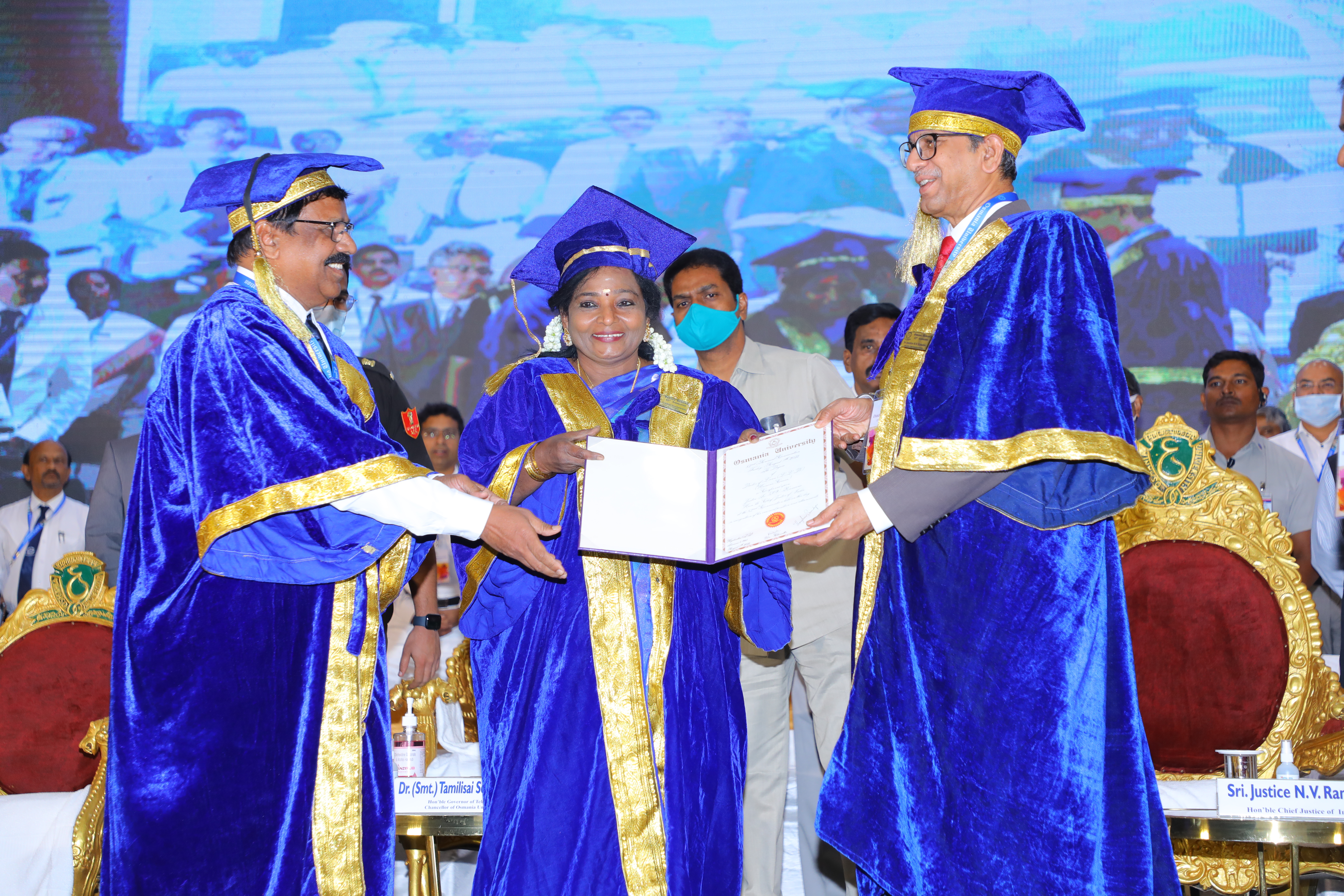 CJI Ramana receiving honorary Doctor of Law degree from Osmania University