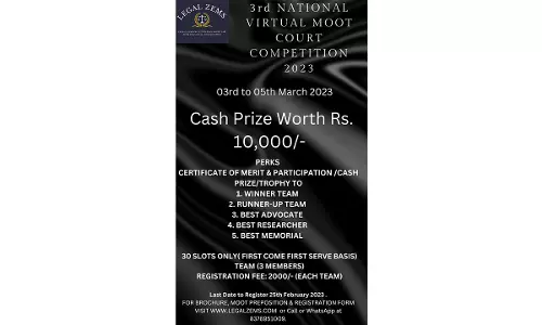 Legal Zems: 3rd National Virtual Moot Court Competition 2023 (3rd to 5th March) Legal Zems: 3rd National Virtual Moot Court Competition 2023 (3rd to 5th March)