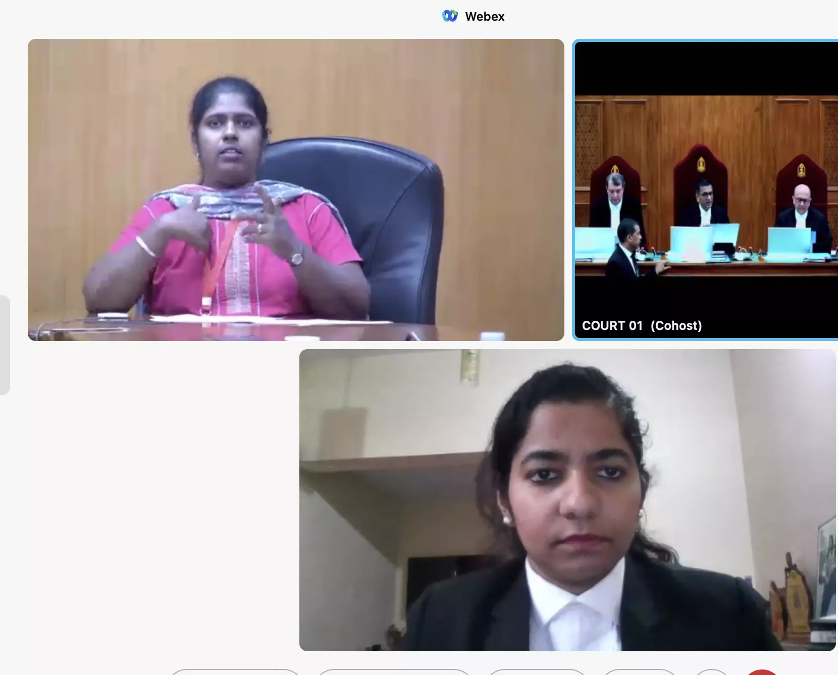 Advocate Sarah Sunny in VC with the Court appointed interpreter. Advocate Sarah Sunny in VC with the Court appointed interpreter.