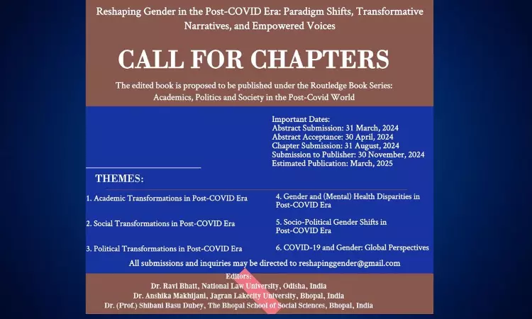 Call For Papers: NLUOs Book Titled Reshaping Gender In The Post-COVID Era: Paradigm Shifts, Transformative Narratives, And Empowered Voices Call For Papers: NLUOs Book Titled Reshaping Gender In The Post-COVID Era: Paradigm Shifts, Transformative Narratives, And Empowered Voices