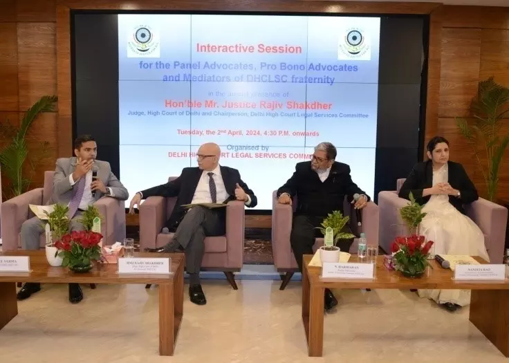 (L-R) Mr. Arul Varma, Addl. District & Sessions Judge & Ld. Secretary, DHCLSC, Justice Rajiv Shakdher, Judge, Delhi High Court & Chairman DHCLSC, Mr. N. Hariharan, Senior Advocate & Ms. Nandita Rao, Advocate. (L-R) Mr. Arul Varma, Addl. District & Sessions Judge & Ld. Secretary, DHCLSC, Justice Rajiv Shakdher, Judge, Delhi High Court & Chairman DHCLSC, Mr. N. Hariharan, Senior Advocate & Ms. Nandita Rao, Advocate.
