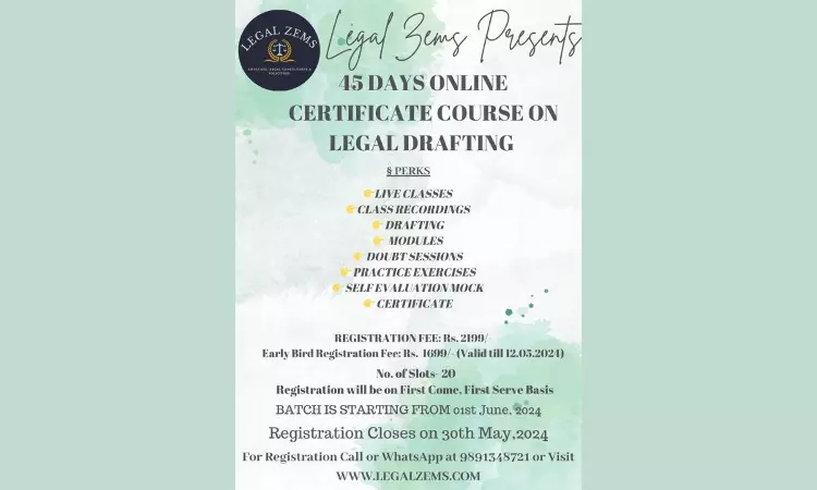Legal Zems: Online Certificate Course On Legal Drafting 2024 Legal Zems: Online Certificate Course On Legal Drafting 2024