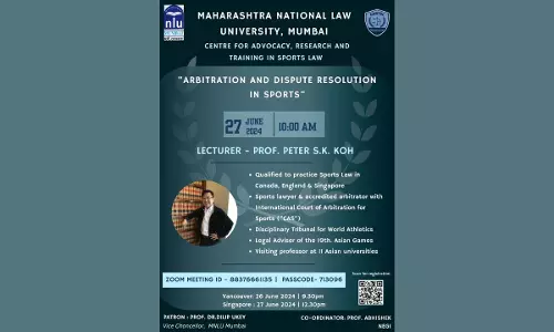 MNLU Mumbai: Lecture By Prof. Peter S.K. Koh On Arbitration And Dispute Resolution In Sports MNLU Mumbai: Lecture By Prof. Peter S.K. Koh On Arbitration And Dispute Resolution In Sports