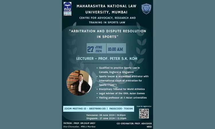 MNLU Mumbai: Lecture By Prof. Peter S.K. Koh On Arbitration And Dispute Resolution In Sports MNLU Mumbai: Lecture By Prof. Peter S.K. Koh On Arbitration And Dispute Resolution In Sports