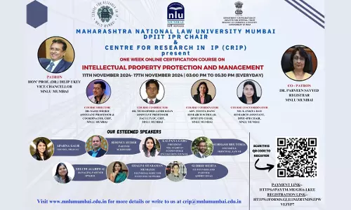 MNLU: One Week Online Certification Course On Intellectual Property Protection And Management MNLU: One Week Online Certification Course On Intellectual Property Protection And Management