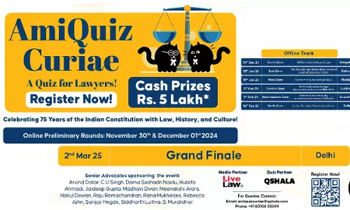 AmiQuiz Curiae 2024-25 : Pan India Quiz For All Law Graduates; Last Date December 1 AmiQuiz Curiae 2024-25 : Pan India Quiz For All Law Graduates; Last Date December 1