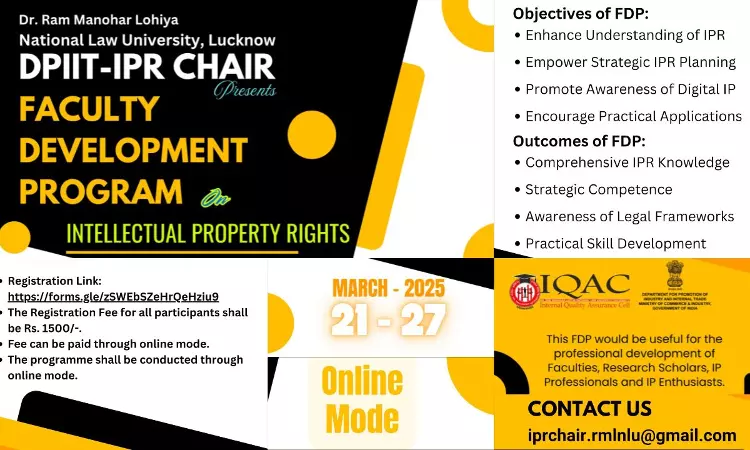 Faculty Development Program On Intellectual Property Rights At RMLNLU Lucknow Faculty Development Program On Intellectual Property Rights At RMLNLU Lucknow