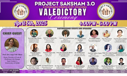 Valedictory Ceremony Of Project Saksham 3.0 Faculty Of Law, University Of Delhi Valedictory Ceremony Of Project Saksham 3.0 Faculty Of Law, University Of Delhi