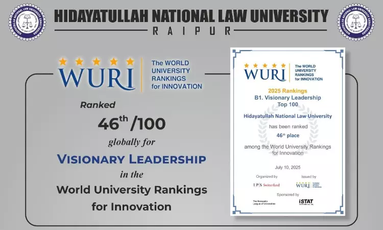 HNLU Secures 46th Global Rank For Visionary Leadership In 2025 WURI Rankings HNLU Secures 46th Global Rank For Visionary Leadership In 2025 WURI Rankings