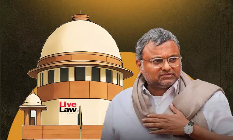Supreme Court Orders Release Of Rs.1 Crore Deposited By Lok Sabha MP Karti P Chidambaram As Pre-Condition For Foreign Travel Supreme Court Orders Release Of Rs.1 Crore Deposited By Lok Sabha MP Karti P Chidambaram As Pre-Condition For Foreign Travel