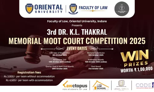 3rd Dr. K. L. Thakral Memorial Moot Court Competition 2025-26 By Oriental University, Indore 3rd Dr. K. L. Thakral Memorial Moot Court Competition 2025-26 By Oriental University, Indore