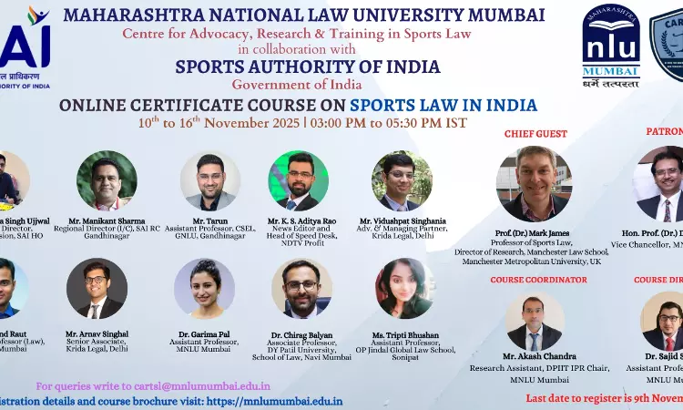 [Advertisement] Online Certificate Course On Sports Law In India | Organized By MNLU Mumbai In Collaboration With Sports Authority Of India